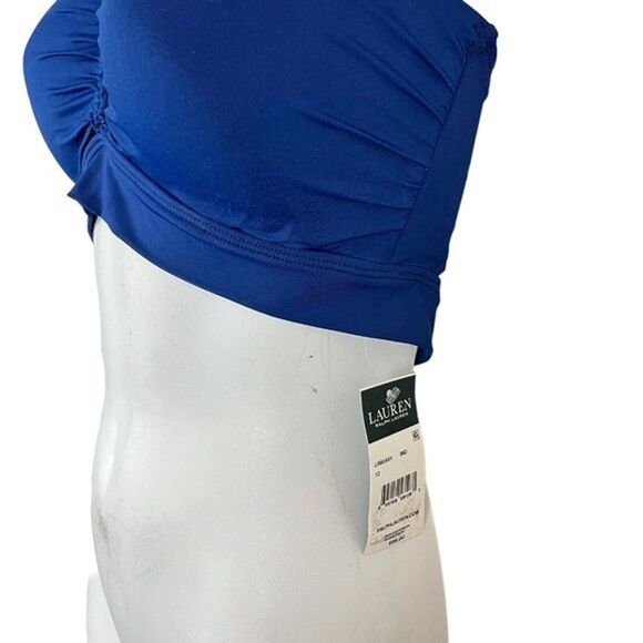 Lauren Ralph Lauren Halter Beaded Blue Bikini Top Swimsuit Swim Beach NWT sz 12 - Picture 13 of 15